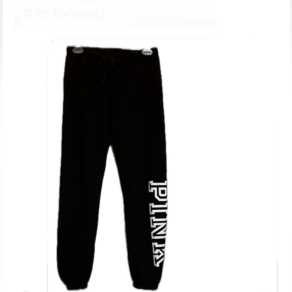 PINK black logo sweat pants joggers Size S